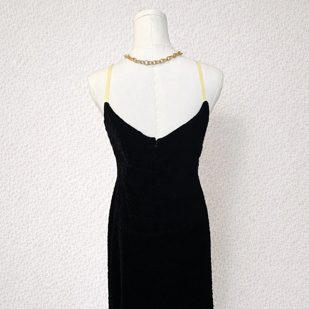 Tocca Anthropologie Black Silk Velvet Stars Midi Dress | Size 6 - Picture 4 of 7